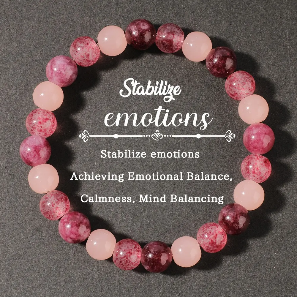 Women's Natural Stone Beaded Stretch Bracelet - Positive Vibe Crystal Jewelry, Boho Vintage Fashion Gift Accessory