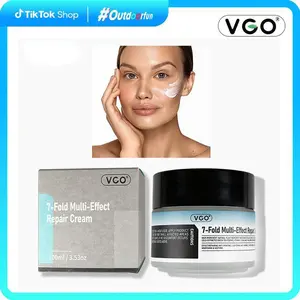 VGO 7-Fold Multi-Effect Ceramide Moisturizer 100ml/3.53oz 100g Organic Mild Hydrating Cream - Single Item for Adults’ Daily Skin Repair, All Skin Types Facial & Body Skincare (Pills Collagen, Brightens, Smooths)