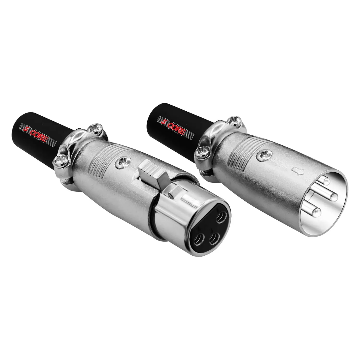 5 CORE Alloy XLR Connector 3-Pin Male & Female to 1/4" Audio Jack Adapter - Secure Locking Ends, Audio Accessories for Mixer, Amplifier, Recording Equipment & Devices (1 Pair)