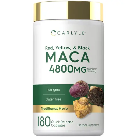 Carlyle Maca Root Capsules for Women & Men - 4800 mg - 180 Count - High Potency Extract - Non-GMO & Gluten Free Supplement