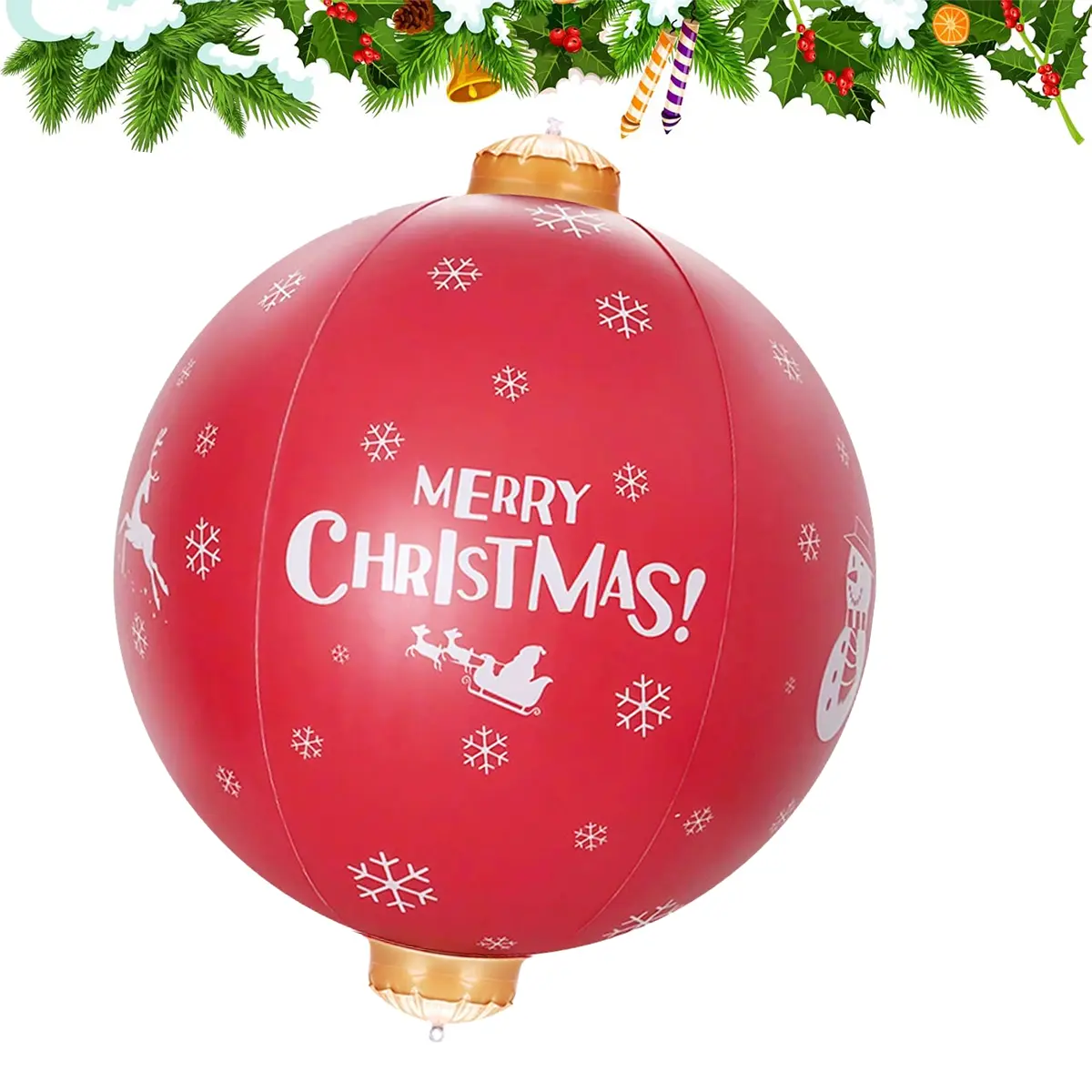 Generic Large Inflatable Christmas Ball Ornament Outdoor Holiday Decor  PVC Oversized Festive Decoration for Home and Garden