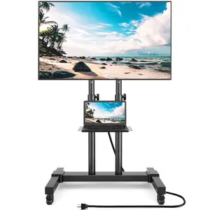 Rfiver Upgraded Mobile TV Stand on Wheels with Power Outlet