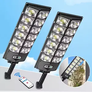 Solar Lights Outdoor Waterproof, 6500K Dusk to Dawn Solar Street Light Motion Sensor with Remote, LED Security Flood Light for Outside Garden Yard Path, Oudoor Parking Lot Lights,