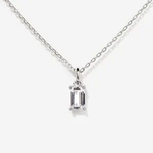 Birthstone Silver Necklace - April birthday gift