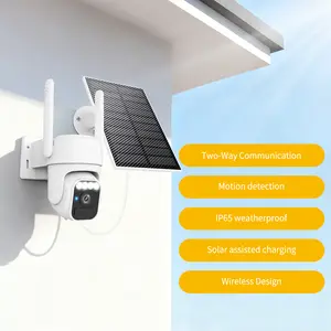 Solar Security Cameras Wireless Outdoor, Pan & Tilt Control, Two-Way Audio, Color Night Vision, IP65 Waterproof, Wi-Fi Camera with Motion Detection