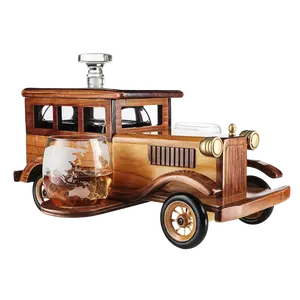 Old Fashioned Car Whiskey Decanter Set, Very Large 15" x 13" x 7" 750ml Decanter Spigot, and 2-10oz Whiskey Tumbler Old Fashion Glasses, Old Fashioned Vintage Car, Limited Edition, Great Bar Gift