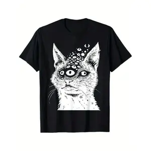 Weirdcore Cat Grunge Alt Harakuju Trippy Creepy Horror Goth T-Shirt
