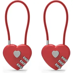 Small Combination Padlock, Cable Locks with Combination, Cute Padlock with Number, Combo Cable Lock for Luggage, Suitcase, Gym Locker, Backpack Zipper, Bag, Toolbox, Helmet, Travel Safe