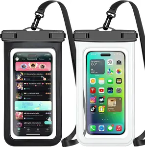 2 Pack Waterproof Phone Pouch – IP68 Waterproof Phone Case with Lanyard, Universal Cell Phone Dry Bag for Beach, Swimming, Cruise, Kayaking & Travel, Fits Devices up to 8.3 Inches (Black & White) ️