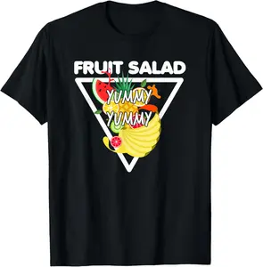 100% Cotton Fruit Salad Yummy Yummy Vegetarian Vegan T-Shirt