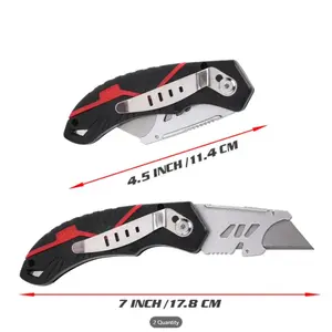 Folding Utility Knife, Heavy Duty Safety Box Cutter with 6 SK5 Blades, Quick Change Blade, 3 Angle Cutting Positions, Portable Cutter for Warehouse, Packaging, Carpet and Home Projects
