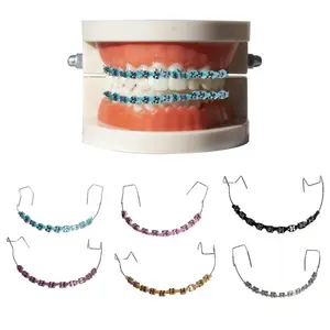 Temporary Colorful Teeth Brace - 1-Pair Oral Fashion Accessory with Metal Wires, Metal Brackets, High-Quality Orthodontic Ligature Ties, Tooth Gems
