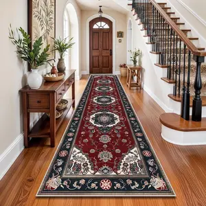 Boho Style Geometric Pattern Runner Rug, 1 Count Non-slip Aisle Carpet, Machine Washable Long Strip Carpet for Home Bedside Balcony Hotel Bohemian Style Rugs