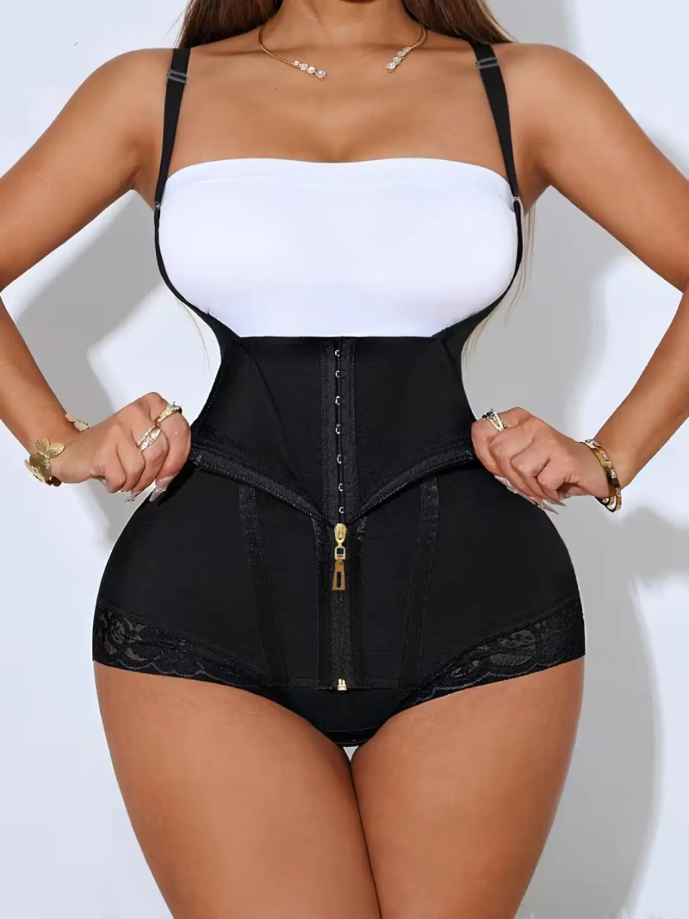 1 Count Women's Solid Color Full Body Shaper Bodysuit, Fajas, Colombian Shapewear, Compression Shapewear With Adjustable Hook And Eye Closure, Tummy Control Waist Sculpting Jumpsuit, Perfect For Daily Wear, Office, Party, Wedding