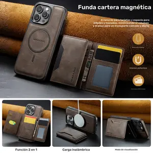 Phone Case Magnetic Wallet Case Compatible with Iphone 17, 16e, 16, 15, 14, 13 Pro Max Plus with Card Holder, Removable Wireless Charge, Synthetic Leather Case with Support and 8 Compartments for CARDS, RFID Protection, Phone Case