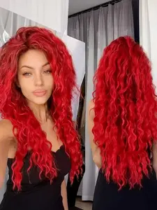 Elegant Long Curly Wig, Loose Wave Wigs, High Temperature, Synthetic Hair Pieces, Wavy Synthetic Hair, Breathable Mesh Cap, Suitable for Beginners, Beginner Friendly Wigs, Daily Wear, Parties, Weddings, Halloween, Synthetic Material Wigs