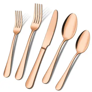 20 Piece Rose Gold Stainless Steel Cutlery Set - Perfect for 4 People Family Daily Use