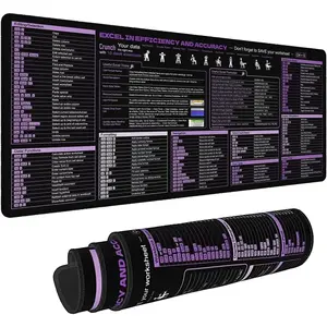 XL Large Mouse Pad Desk Mat with Purple Excel Shortcuts Cheat Sheet, AntiSlip Keyboard Pad with Multifunctional, Gaming Mousepad, Office Desk Accessories for Computer,PC and Laptop (TS1118)