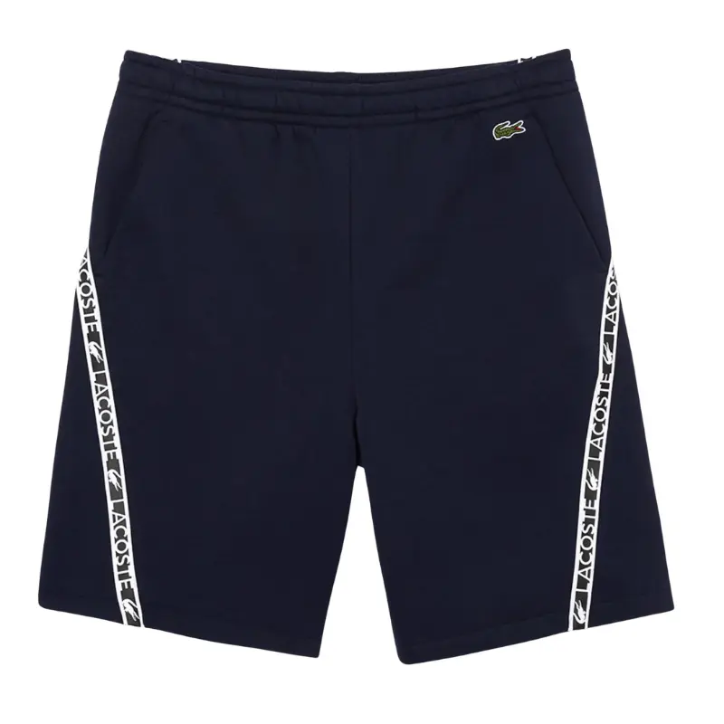 Lacoste Men's Printed Bands Brushed Fleece Sports Shorts - Polyester-Cotton Blend, Regular Straight Cut, Croco Embroidery, Cotton-Infused, Movement-Designed, Athletic Wear Essential in Any Athlete's Wardrobe, GH9661-166