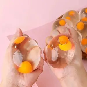 Double Yolk Egg Squishy Toy - Transparent Squeeze Stress Ball, Realistic Egg Decompression Toy for All Ages