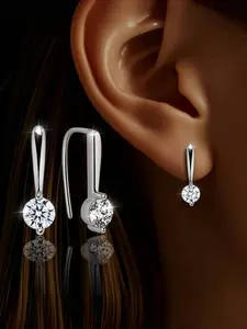 Pair of Women'S Glowing Ear Hooks, S925 Silver with Synthetic Zirconia Inlay, Versatile Ins Clean Minimalist Luxury Pure High-End, Suitable for Various Occasions, Perfect as a Gift for Her, Hypoallergenic, Artificial Zirconia Earrings