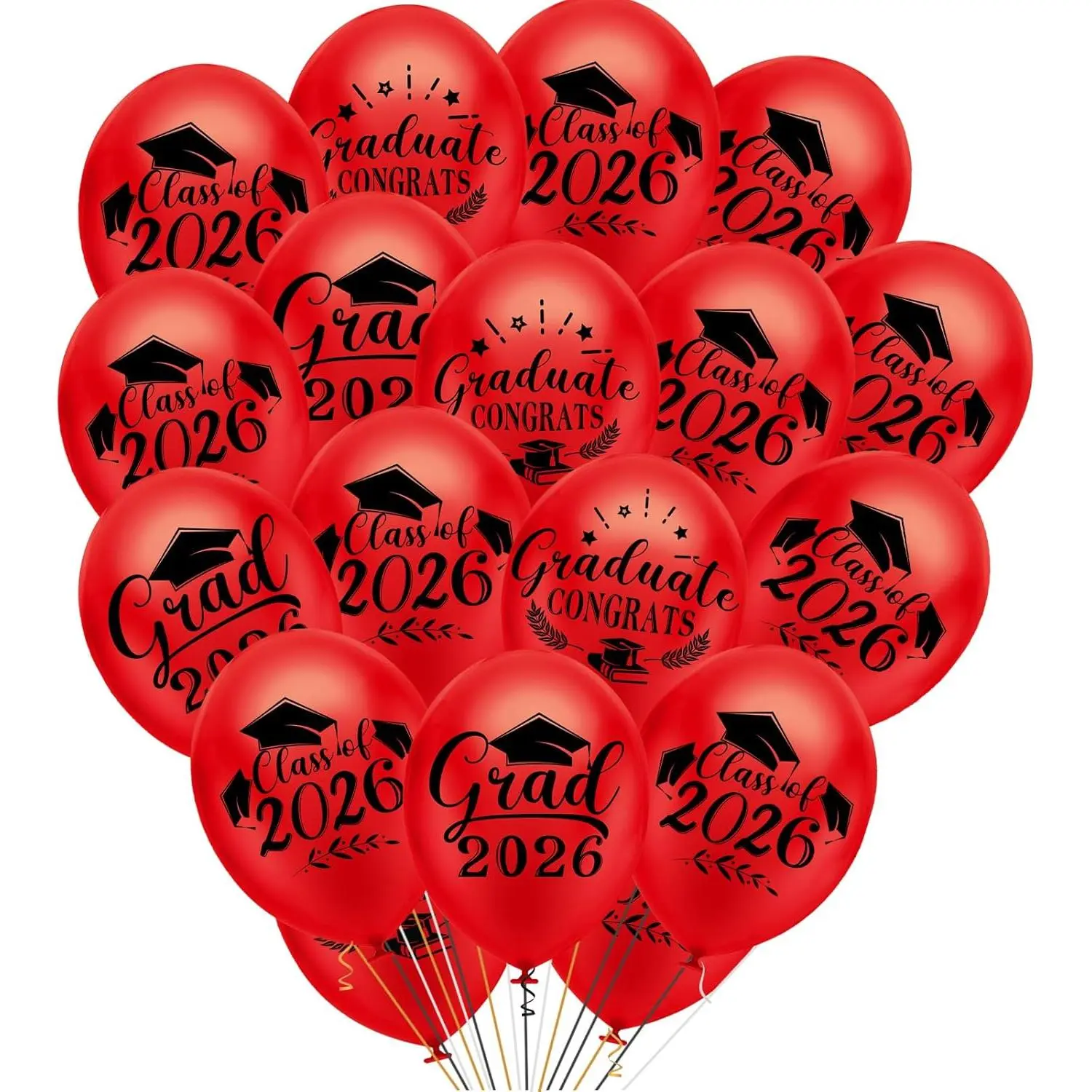 18Pcs Class of 2026 Red Graduation Congrats Balloons - Festive Decor for Grad Parties, Birthday Parties, Birthday Party