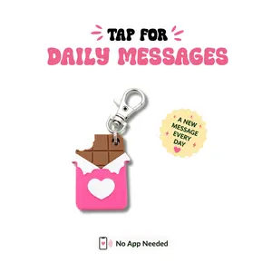 TapKeeps NFC Chocolate Bar Keychain - Tap for a New Daily Message - Reprogrammable Bag Charm - Cute Snack Gift