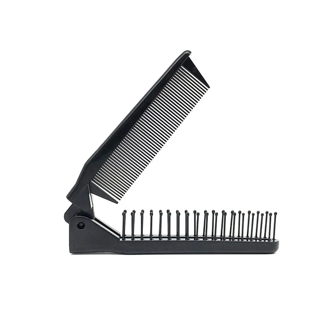 Double-Headed Folding Hair Brush, Durable PP-ABS Anti-Static Hairdressing Comb, Pocket-Sized Travel Hair Styling Comb (Black)