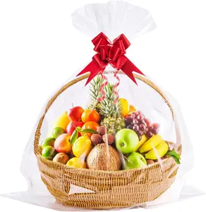 22 Pcs 24 x 30 Inches Cellophane Bags for Gift Baskets, Plastic Clear Basket Bags, Cellophane Wrap for Gift Baskets for Birthday, Wedding, Thanksgiving