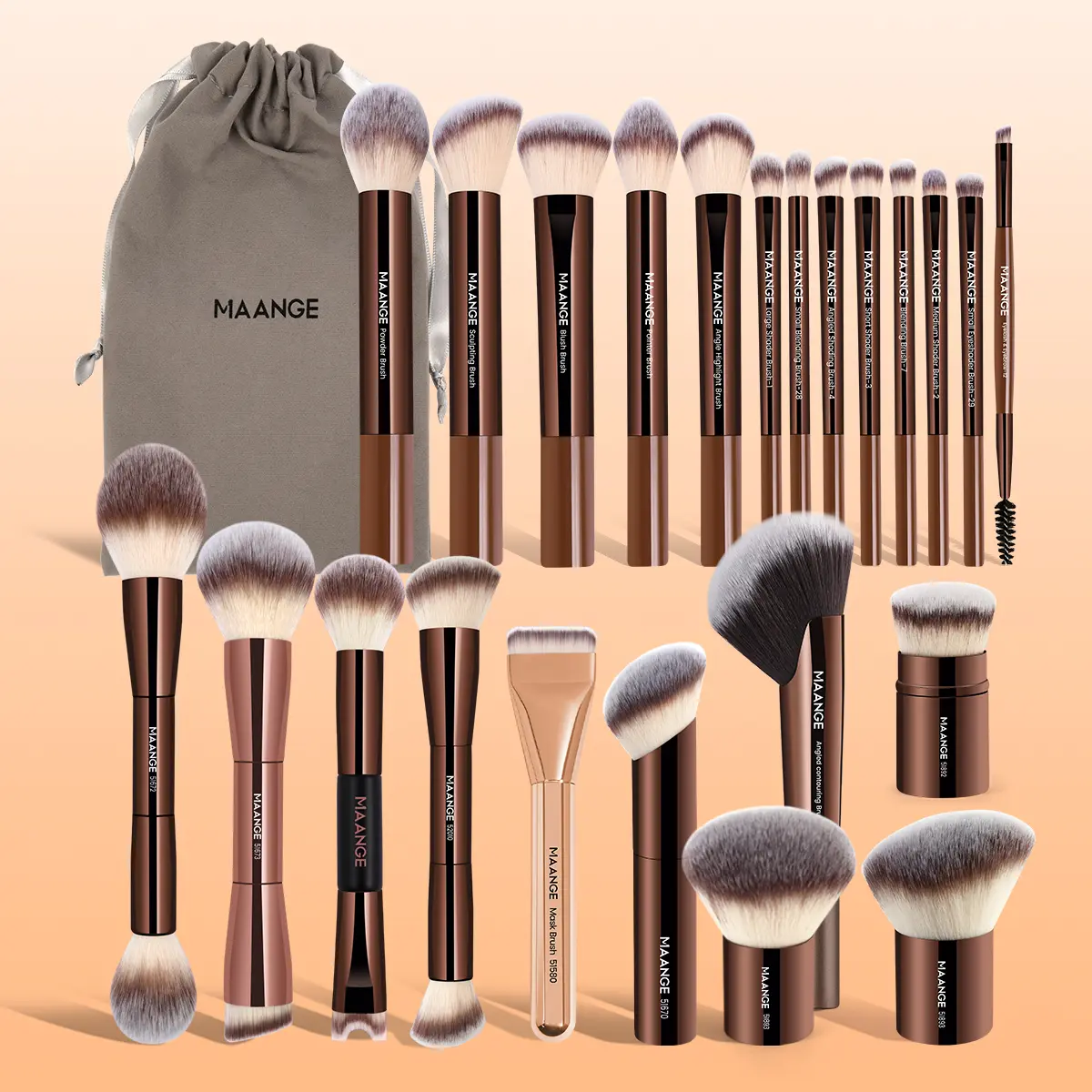 MAANGE Professional Makeup Brush Set, Multi-Pack with Soft Bristles for Foundation, Eyeshadow & Contouring, Elegant Design, Beginner-Friendly for Women