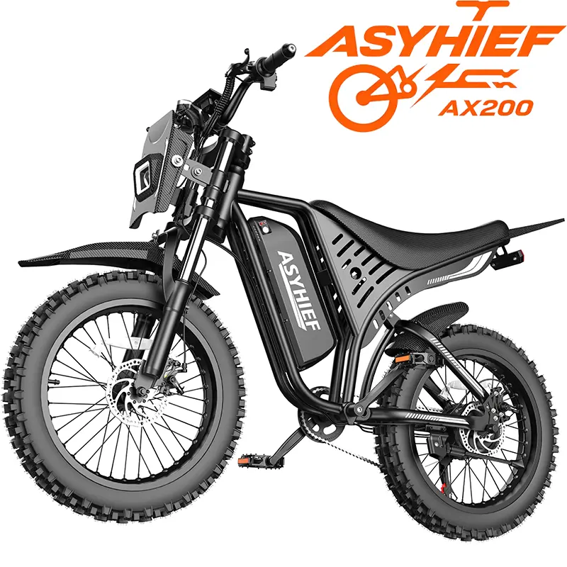 【ASYHIEF AX200】 Adult Electric Dirt Bike, 3500W Peak Power, 48V 15.6AH UL2849 Battery, 120 mi PAS Range, 35MPH 7-Speed E-Bike, Dual Disc Brakes, Full Suspension, LCD Display, 17" Knobby Spoke All-Terrain Tires for Mountain, Desert