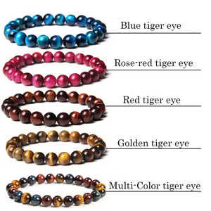 Tiger Eye Stretch Bracelet - 8mm Round Bead Elastic Jewelry – Healing Bracelet for Confidence and Focus