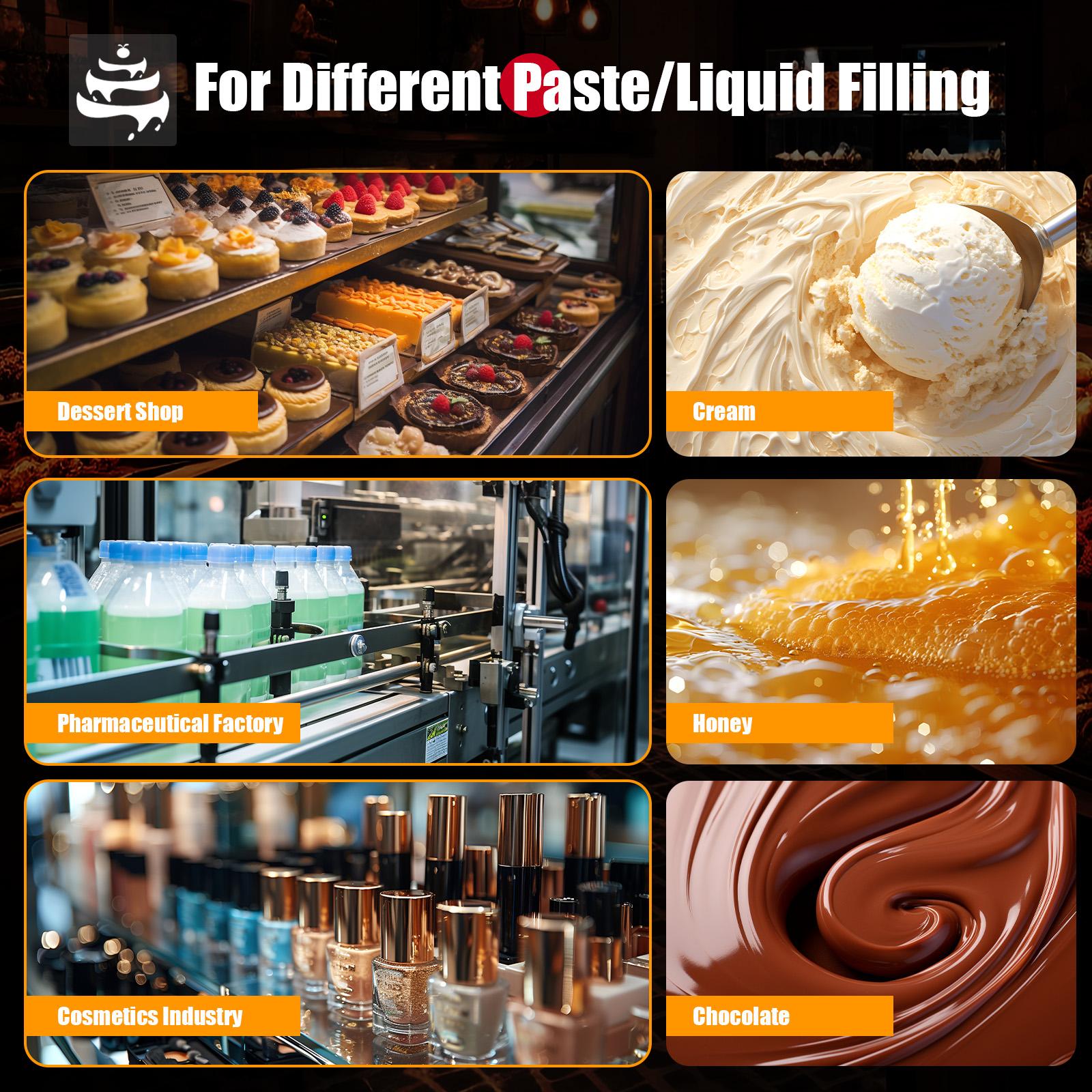 5.28Qt Manual Donut Filling Machine with 4 Anti-Drip Nozzles & High Precision (±1g), 304 Stainless Steel Cream Filler for Bakery, Restaurant, Café, Dessert Shop