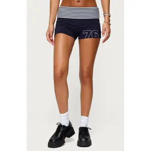 Edikted Women's 76 Stripey Fold Over Shorts