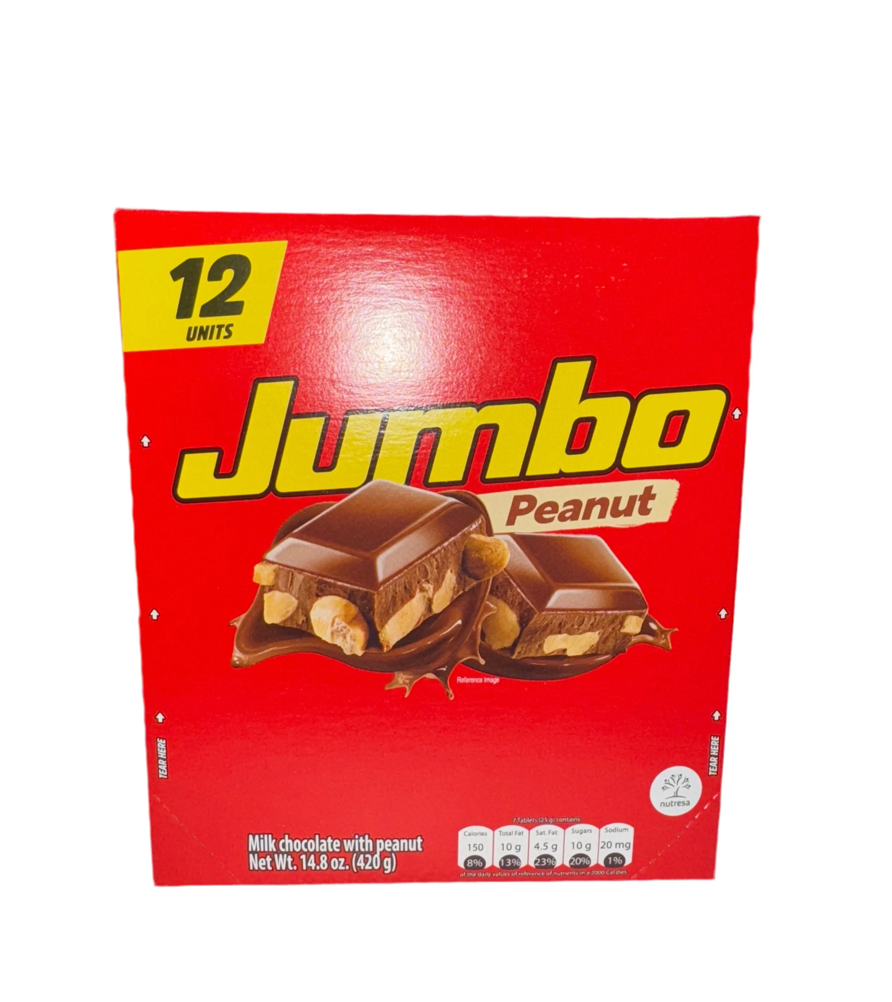 Jumbo Mani - Box with 12 Chocolate Bars with Peanuts - 420 g candy bar easter day Dessert Snack