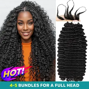 Crochet Human Hair For Mircale Knots Deep Wave Feather Human Hair Extensions For BOHO Braiding 50g/Bundle 4-5Bundles Recommend
