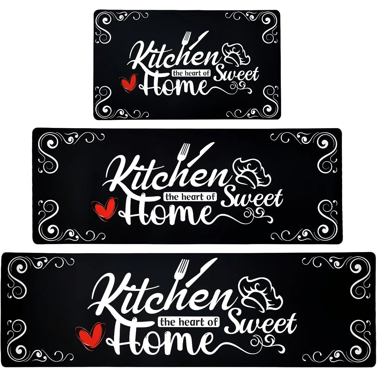 Kitchen Floor Mats With Kitchen Letters, Heart-shaped Patterns, Comfortable And Easy To Clean, Essential For Kitchens, Bedrooms, Bathrooms, Living Rooms, And Laundry Rooms, Gifts For Family And Friends, Kitchen Accessories, Father'S Day Gift