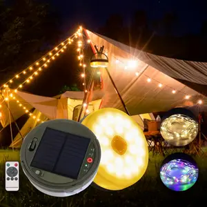 Solar Camping Lights 32.8ft-72.18ft USB/Solar Powered - 8 Modes Waterproof Outdoor String Lights with Remote Control for Tent, Yard, Hiking, Emergency (TikTok Outdoorfun 2026)[Multi-warehouse shipping】