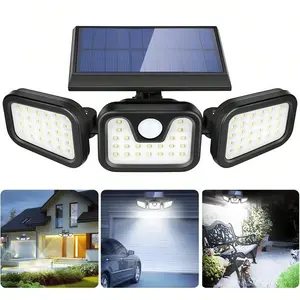 2-Pack Solar Outdoor Wall Lights Tri-Fold Rotatable 270°C Illumination 2500LM Motion Sensor Flood Light with 6500K LED for Large Spaces, Solar Floodlight, Wireless Wall Lights