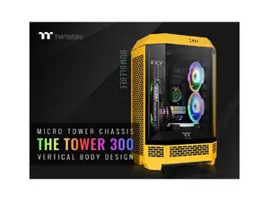 Thermaltake Tower 300 BumbleBee Micro-ATX Case; 2x140mm CT Fan Included; Support Up to 420mm Radiator; Horizontal display capable with optional Chassis Stand Kit/Optional LCD Kit; CA-1Y4-00S4WN-00