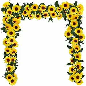 3counts Artificial Sunflower Vine Garlands, Hanging Flowers & Leaves for Room Kitchen Garden Birthday Wedding Party Table Decor, Decoration, Flower Design, Decorative Flower Wreath, Decorative Flower Ornaments