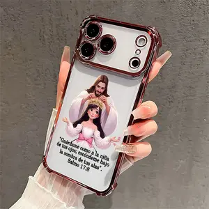 Divine Crown Blessing Four Corner Airbag Anti-Collision Electroplated Soft&Flexible TPU Silicone Phone Case For iPhone 17 Pro Max AIR 16 15 14 13 12 11 Plus XSMAX Cases Durable|Shockproof|Full Camera Protection|Gift For Men Women summerwins