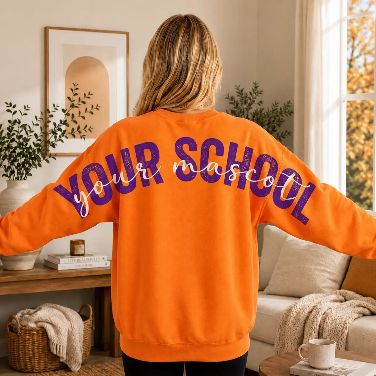 Custom School Spirit Sweatshirt, Personalized School Name Crewneck, Varsity Mascot Sweatshirt, Back to School Gift