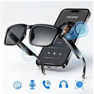Bluetooth Audio Sunglasses, Open-Ear Wireless Glasses with Mic & Speaker, UV400 Protection, Touch Control & Hands-Free Calling for Sports Driving Business, Smart Audio Glasses