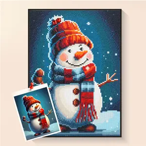 Cheerful Snowman Diamond Painting, Festive Winter Art, DIY Sparkling Wall Decor, Creative Home Accent, Unique Gift for Christmas & Winter Lovers, Charming Design, Diamond Art Kit for Relaxation, Holiday Home Decoration diy christmas diamond painting kit A