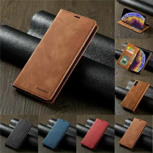 [Free/ship] For iPhone 16 15 14 13 12 11 Pro Max Magnetic Matte Wallet Case Cover Case Shockproof Cover Flip PU Leather + Soft TPU Bumper Edge
