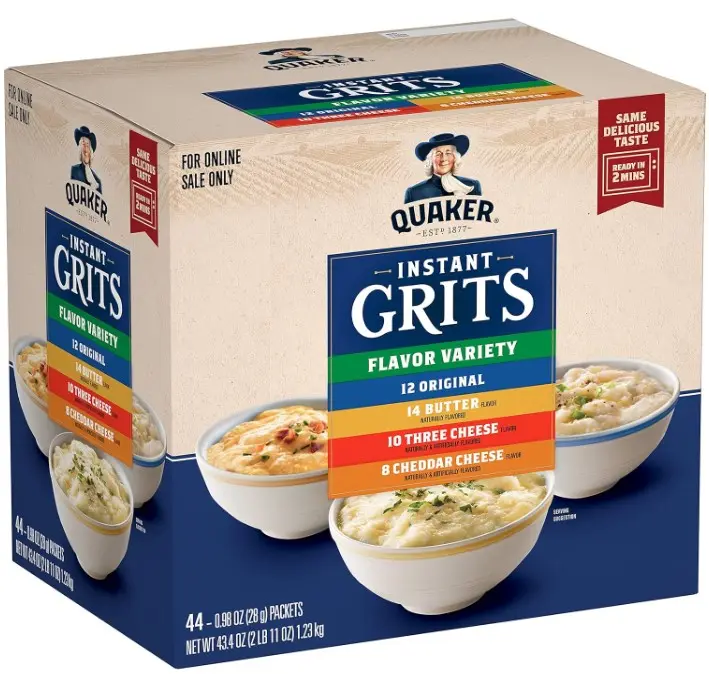 Quaker Instant Grits, 4 Flavor Variety Pack, 0.98oz Packets,44 Count (Pack of 1)