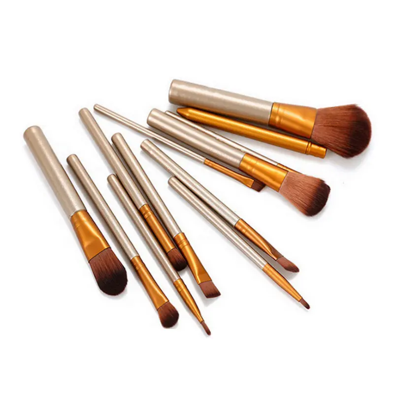 Portable 12-Piece Cosmetic Brush Kit, Soft Synthetic Makeup Brushes with Compact Travel Tin Case
