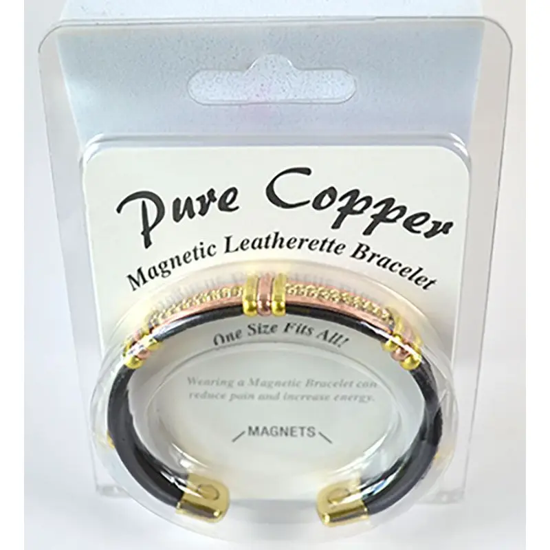 Magnetic Leatherette Copper Bracelet — Adjustable Healing Bracelet Various Styles