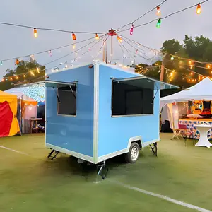 Multi-Purpose Food Truck Trailer Ice Cream Hot Dog Commercial Food Trailer Smoker Grill Weatherproof Concession Trailer Year-Round Vending 3000x2100x2350mm